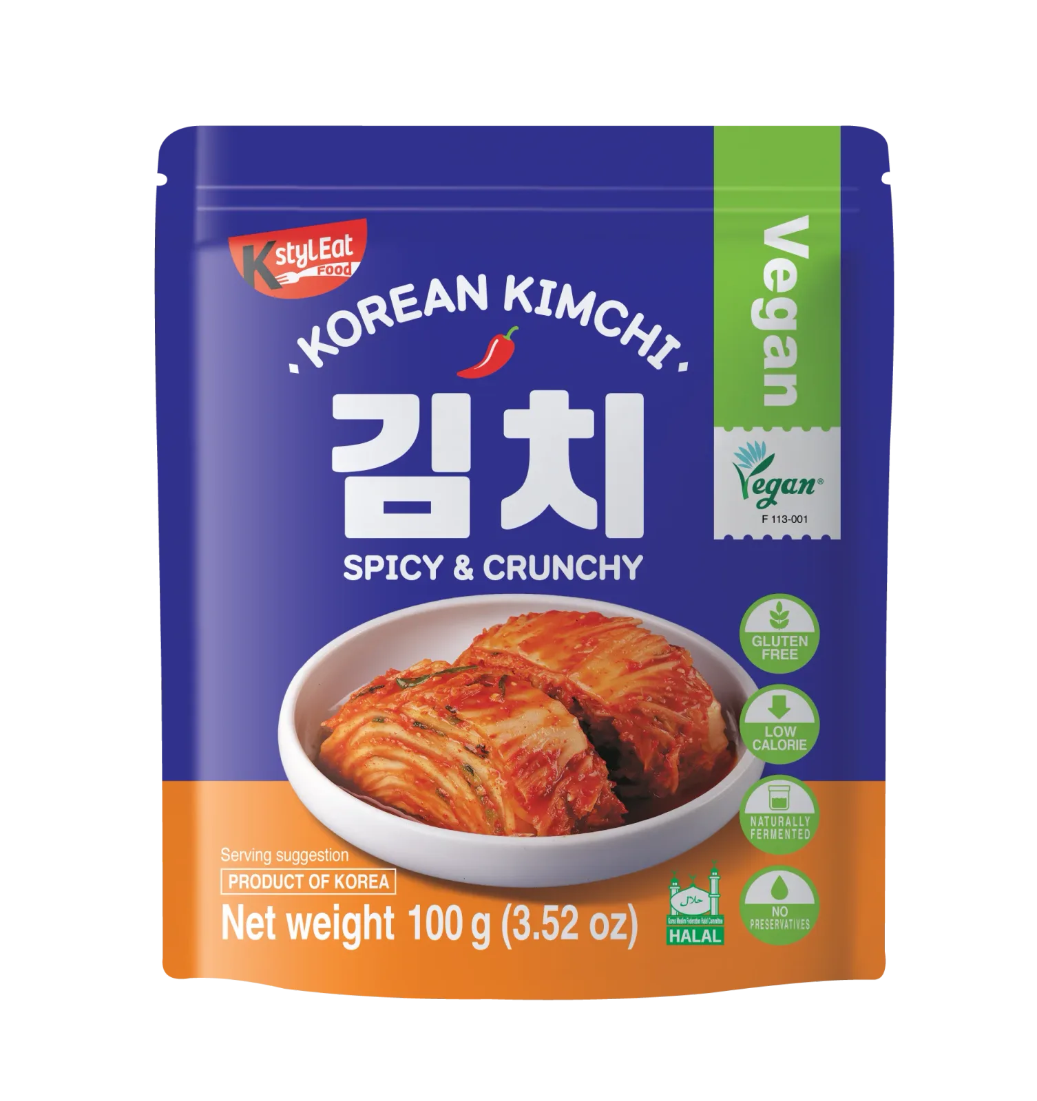 Korean Vegan Kimchi in a Standing Pouch