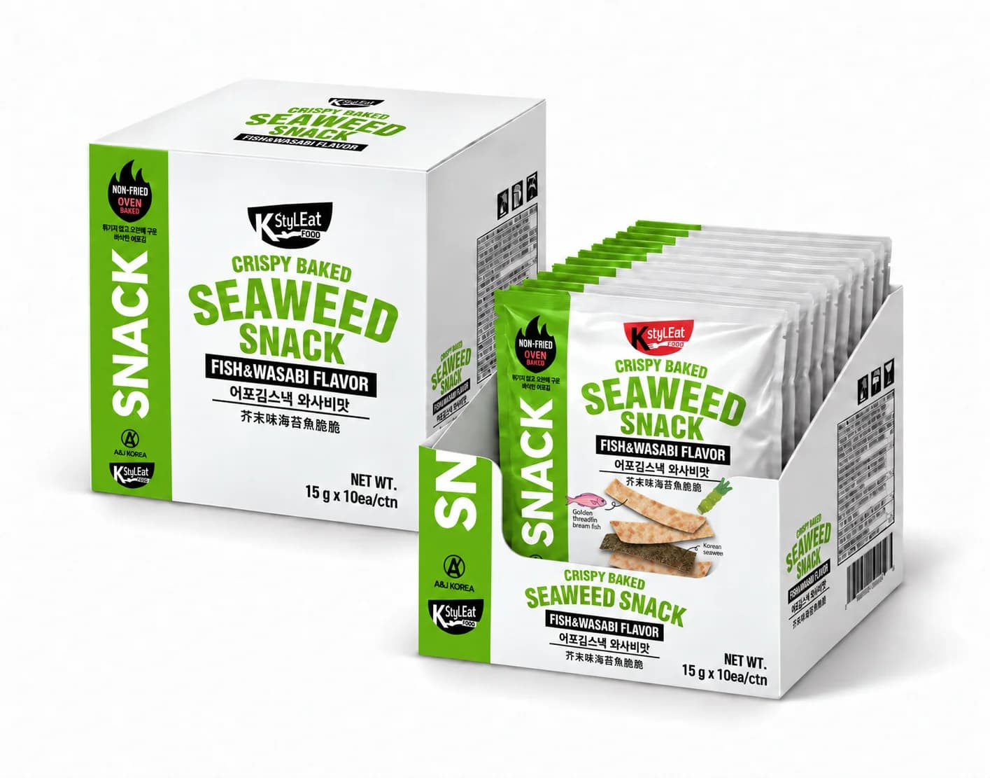 Crispy Baked Fish Seaweed Snack Wasabi